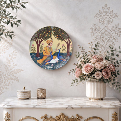 Garden of Royal Blessings ceramic wall plate inspired by Indian royal traditions and natural beauty