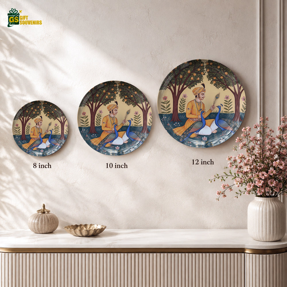 Indian heritage ceramic wall plate souvenir with premium gift box and traditional peacock artwork