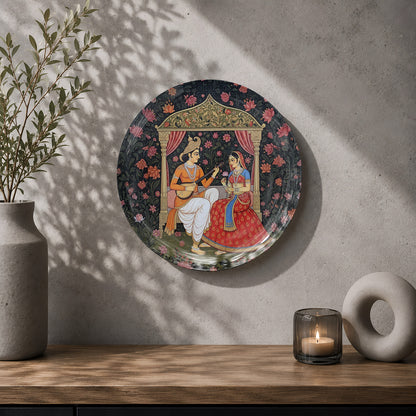 Melodies of Eternity ceramic wall plate inspired by Indian royal traditions, romance and cultural art