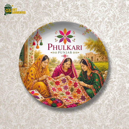 Phulkari Traditions – Punjab Folk Art Ceramic Wall Plate