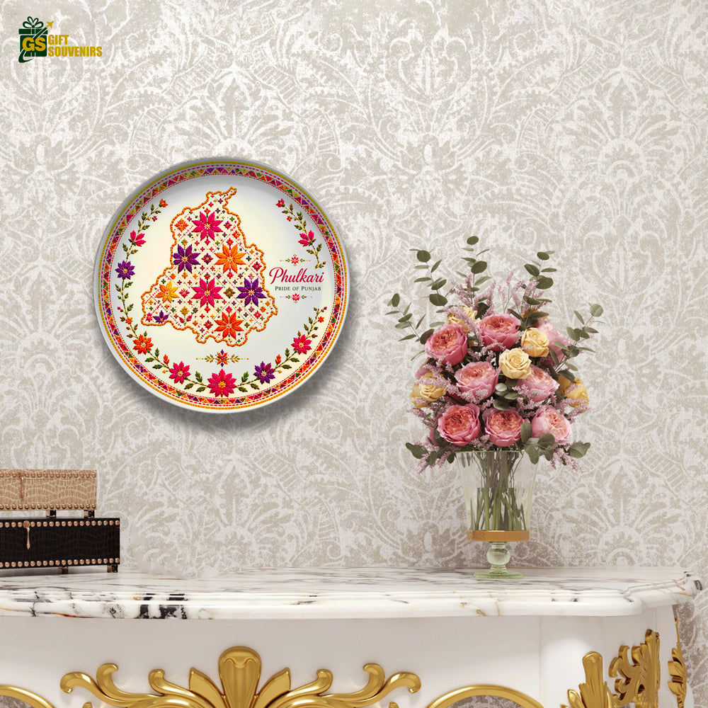 Phulkari Pride of Punjab – Heritage Ceramic Wall Plate