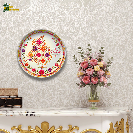 Phulkari Pride of Punjab – Heritage Ceramic Wall Plate
