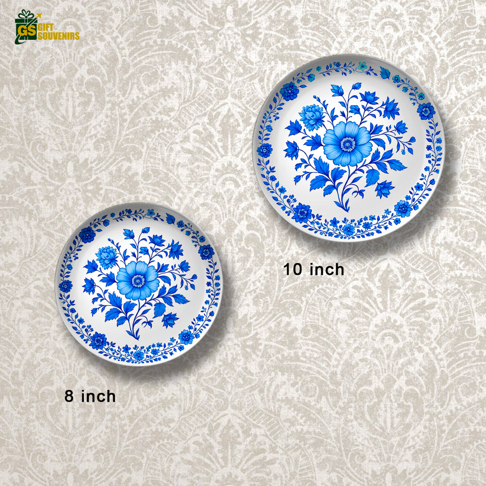 Azure Bloom – Timeless Floral Ceramic Wall Plate