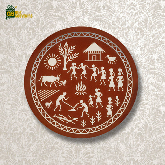 Circle of Life – Warli Village Story Ceramic Wall Plate