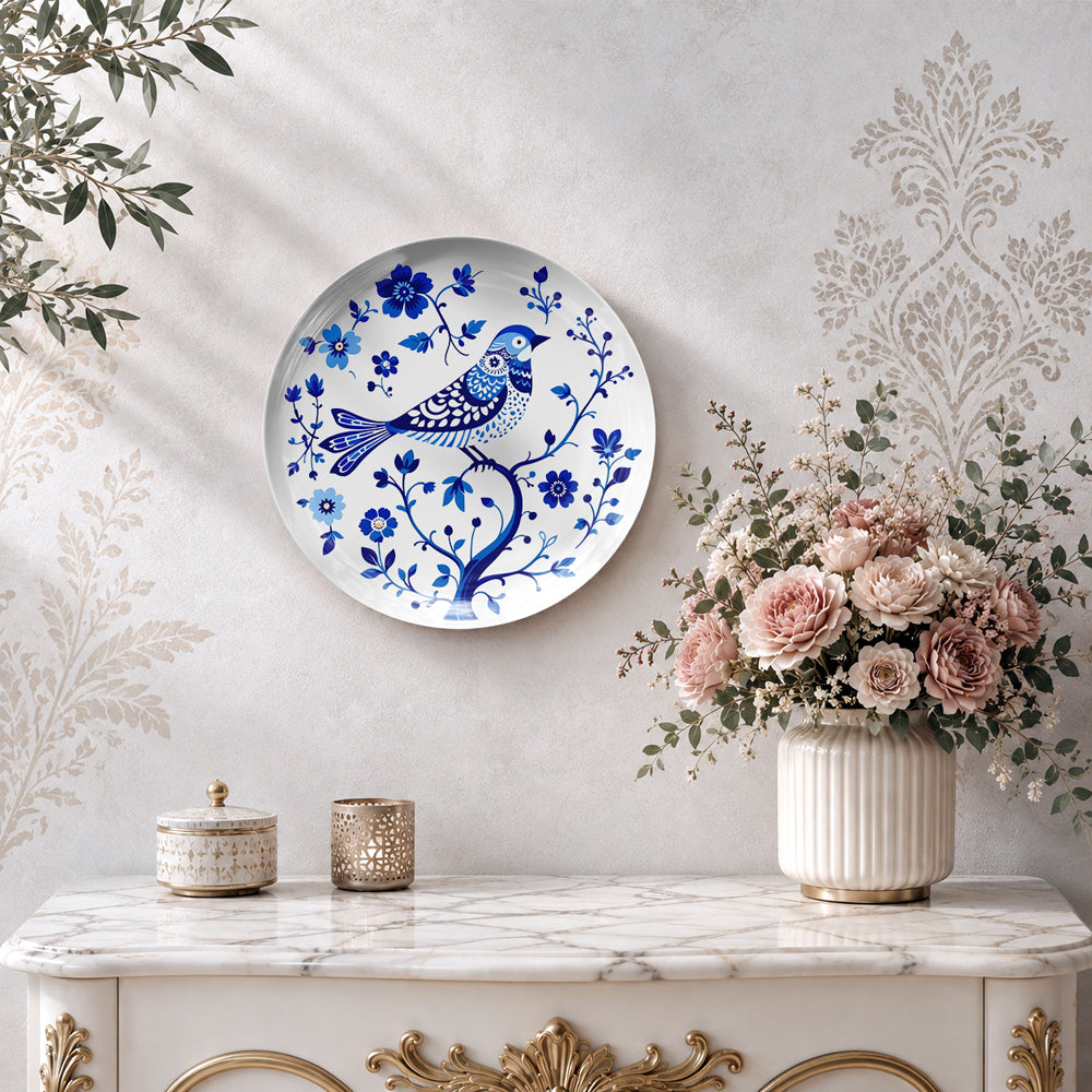 Bird ceramic wall plate souvenir for elegant contemporary and nature-inspired home décor