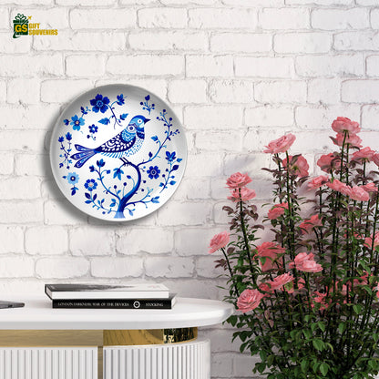 Azure Harmony – Nature-Inspired Bird Ceramic Art Plate